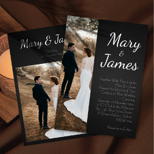 Monochroom  Minimalistische Black & White bruiloft Kaart