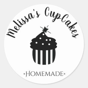 Monochroom Minimalistische CupCake Thuisbakkery Ronde Sticker