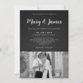 Monochroom minimalistische zwart-wit bruiloft kaart (Voorkant)