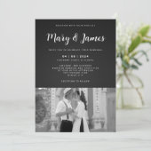 Monochroom minimalistische zwart-wit bruiloft kaart (Staand voorkant)