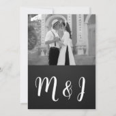 Monochroom minimalistische zwart-wit bruiloft kaart (Achterkant)