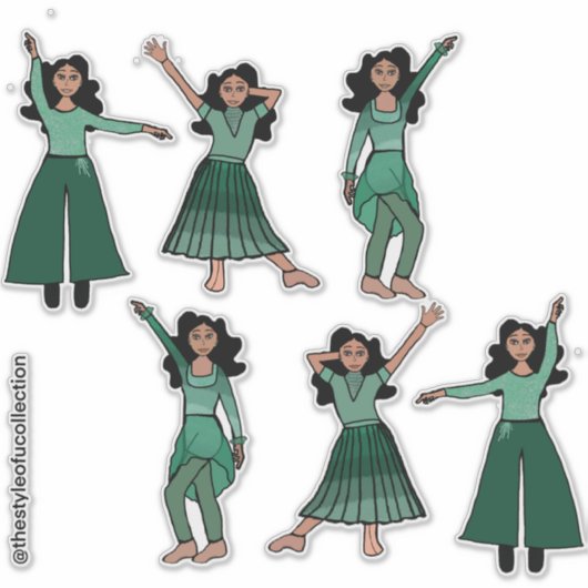 Monochroom Mint Dancer #2 Sticker (Voorkant)