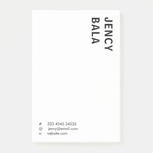 Monochroom modern minimalistisch zwart-wit ontwerp post-it® notes (Voorkant)
