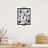 Monochroom Moderne Geometrische Abstractie Poster (Keuken)