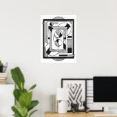 Monochroom Moderne Geometrische Abstractie Poster (Thuiskantoor)