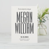 Monochroom moderne minimalistische bruiloft save the date (Staand voorkant)