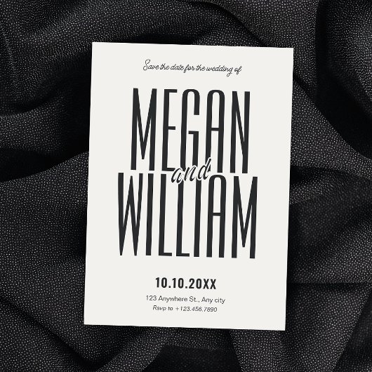 Monochroom moderne minimalistische bruiloft save the date