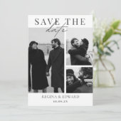 Monochroom moderne minimalistische foto bruiloft save the date (Staand voorkant)