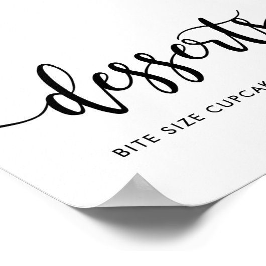 Monochroom Moderne Typografie Desserts Food Sign Poster (Hoek)