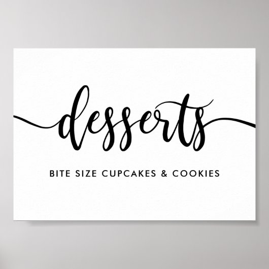 Monochroom Moderne Typografie Desserts Food Sign Poster (Voorkant)