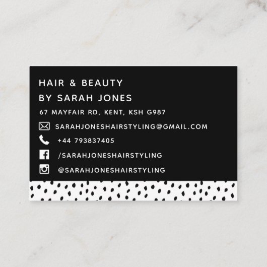 Monochroom Moderne Zwart-wit Vlekken Visitekaartje (Achterkant)