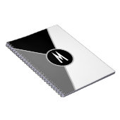 Monochroom Monogram Zwart & Wit Kleurblok Notitieboek (Rechterzijde)