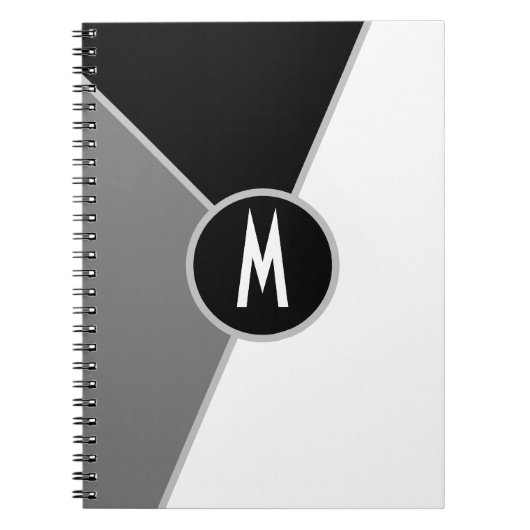 Monochroom Monogram Zwart & Wit Kleurblok Notitieboek (Voorkant)