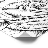 Monochroom Mooie Bloem, Grafisch Kunstwerk Poster (Hoek)