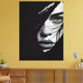 Monochroom Mysterieuze Portretkunst Canvas Afdruk (Insitu (Woonkamer))