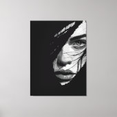 Monochroom Mysterieuze Portretkunst Canvas Afdruk (Voorkant)