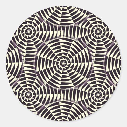 Monochroom, naadloos geometrisch patroon ronde sticker (Voorkant)