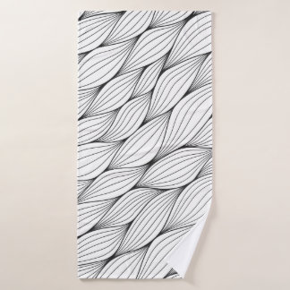 Monochroom naadloos patroon met abstract gebogen w badhanddoek