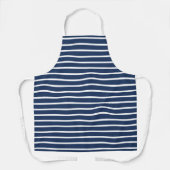 Monochroom Navy Blauwe en Witte Gestreepte Schort (Voorkant)