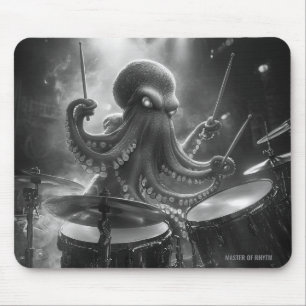 Monochroom Octopus Rock Drummer Muismat