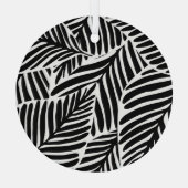 Monochroom Oerwoud geometrisch naadloos patroon Glas Ornament (Achterkant)