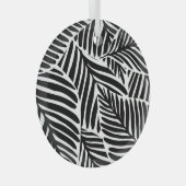 Monochroom Oerwoud geometrisch naadloos patroon Glas Ornament (Voorkant Rechts)