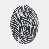 Monochroom Oerwoud geometrisch naadloos patroon Glas Ornament (Voorkant links)