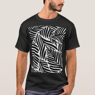 Monochroom Oerwoud geometrisch naadloos patroon T-shirt
