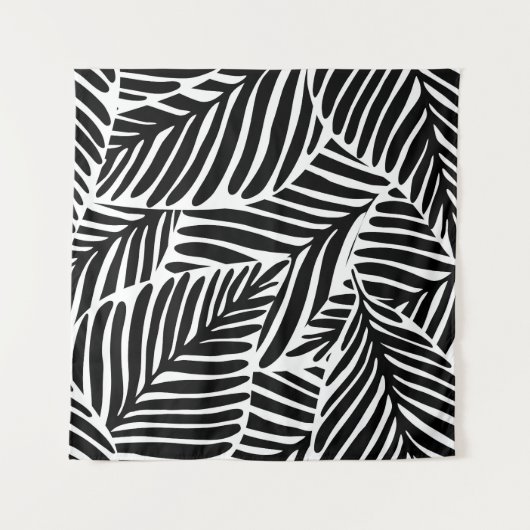 Monochroom Oerwoud geometrisch naadloos patroon Wandkleed (Voorkant (horizontaal))