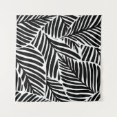 Monochroom Oerwoud geometrisch naadloos patroon Wandkleed (Voorkant)