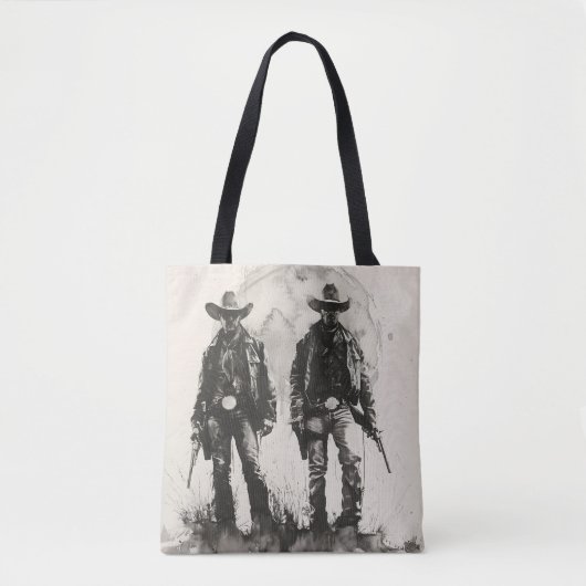 Monochroom paar cowboys tote bag (Voorkant)