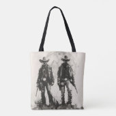 Monochroom paar cowboys tote bag (Achterkant)