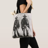 Monochroom paar cowboys tote bag (Dichtbij)
