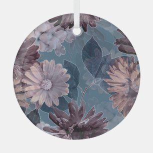 Monochroom Paarse: Bloemen Waterverf Naadloos Glas Ornament