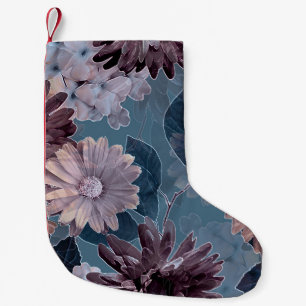 Monochroom Paarse: Bloemen Waterverf Naadloos Kleine Kerstsok