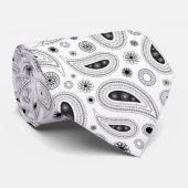 Monochroom Paisley Patroon Traditioneel Stropdas (Opgerold)