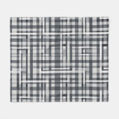 Monochroom Pixel Controle Geometrisch Patroon Fleece Deken (Voorkant (Horizontaal))