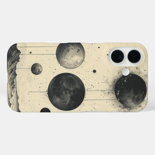 monochroom planetarium Case-Mate iPhone case (Achterkant (horizontaal))
