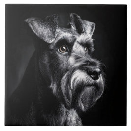 Monochroom Portret van een Schnauzer Tegeltje