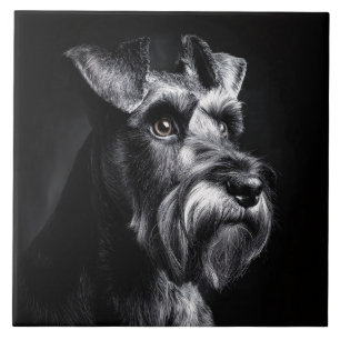 Monochroom Portret van een Schnauzer Tegeltje
