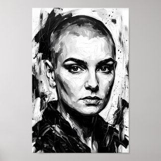Monochroom Poster met Fierce Spirit Portret