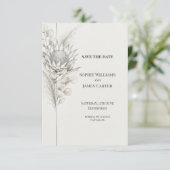 Monochroom Protea Eucalyptus Save the Date (Staand voorkant)