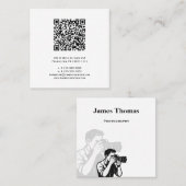 Monochroom QR Code Fotografie Visitekaartje (Voorkant / Achterkant)