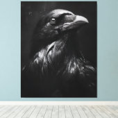 Monochroom Ravenportret Canvas Afdruk (Insitu (Houten vloer))