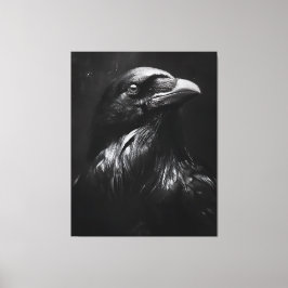 Monochroom Ravenportret Canvas Afdruk