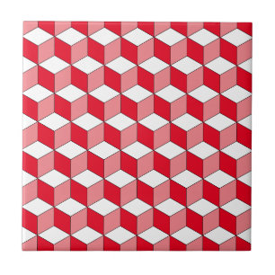 Monochroom rood geometrisch patroon keramiek tegel tegeltje