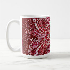 Monochroom rood-pruim paisleymotief koffiemok