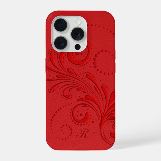 Monochroom Rood Wervelend Monogram iPhone Hoesje (Achterkant)