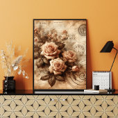 Monochroom Roos Elegant zwart-wit flore art Poster