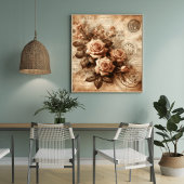 Monochroom Roos Elegant zwart-wit flore art Poster